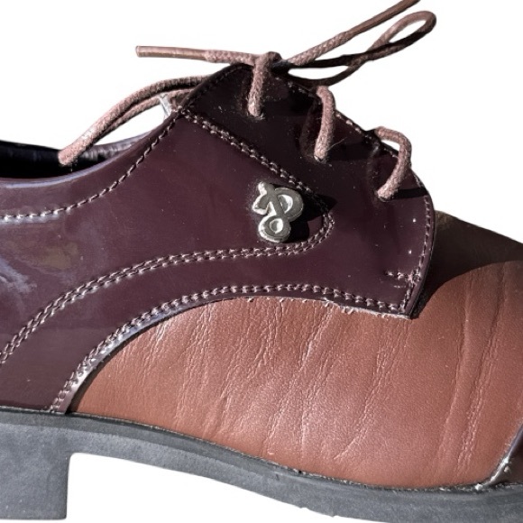 YangXieJiang Patent Leather Two Tone Brown Men's Derby Shoes Size 40 EU / 7.5 US - Picture 2 of 11